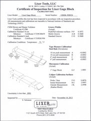 Lixer H Gage Block NIST Traceable (GH101-NIST) Hardened Stainless Steel (one tool with standard and metric)