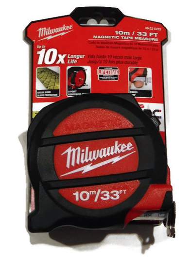 10M/33ft Milwaukee Dual Magnet Tape Measure 48-22-5233 Class II with architectural scale (MIL-5233)