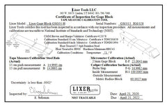 Master Gage Block Set (GH-SM-SET-NIST) One Standard Gage Block & One Metric Gage Block (2 tool set) NIST traceable