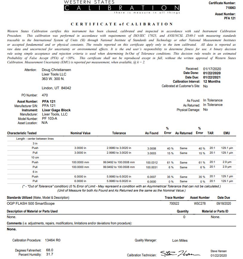 Lixer Pass/Fail Calibration Station Independent ISO Certification Wall ...