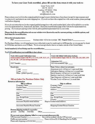 Recertification Form Download for Purchase Orders