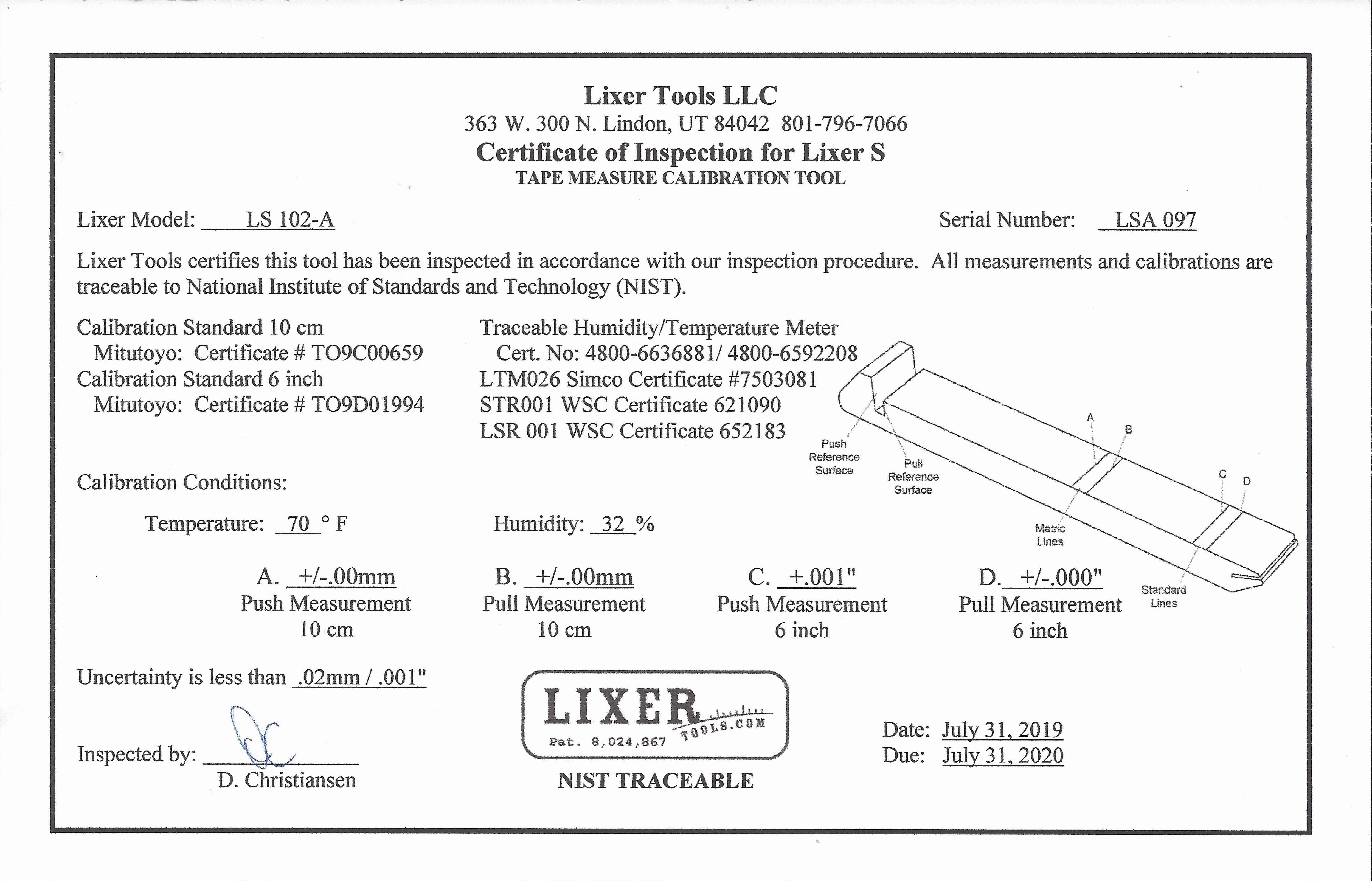 Lixer S tape measure calibration tool Lixer Tools