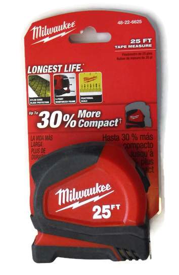 25 ft. Milwaukee Tape Measure with Fractional Scale 48-22-6625 with NIST  traceable certification – Lixer Tools